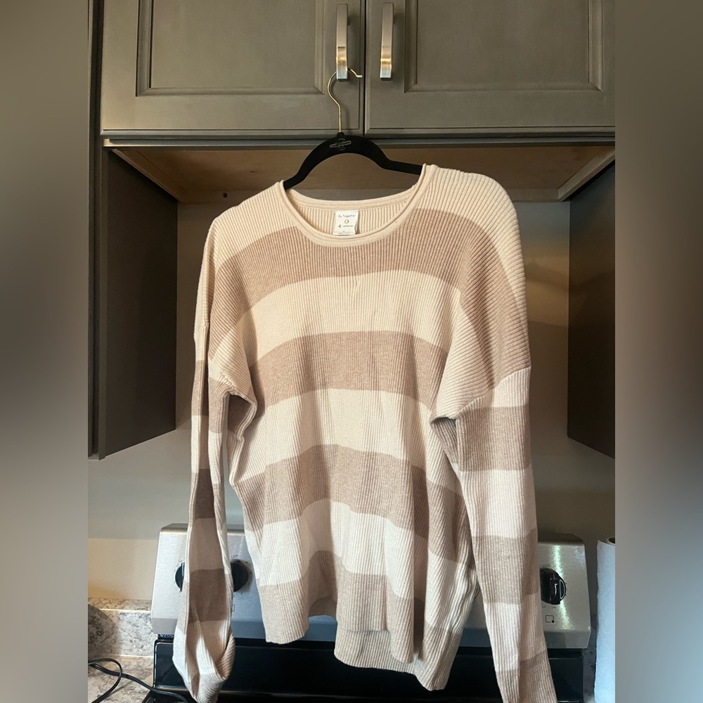 Tan and cream long sleeve sweater. Very soft!